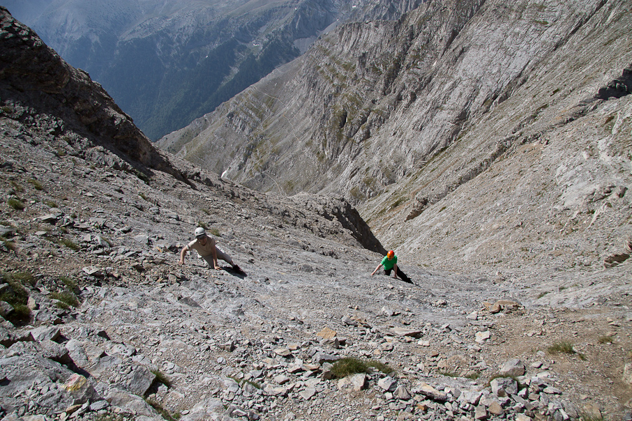 Scaling the steepest section of Mytikas